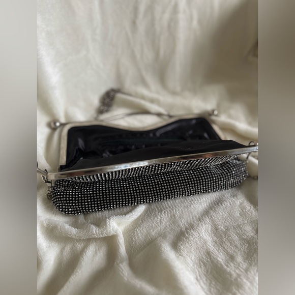 Glamorous Black and Silver Clutch with Detachable Chain - Picture 3 of 5
